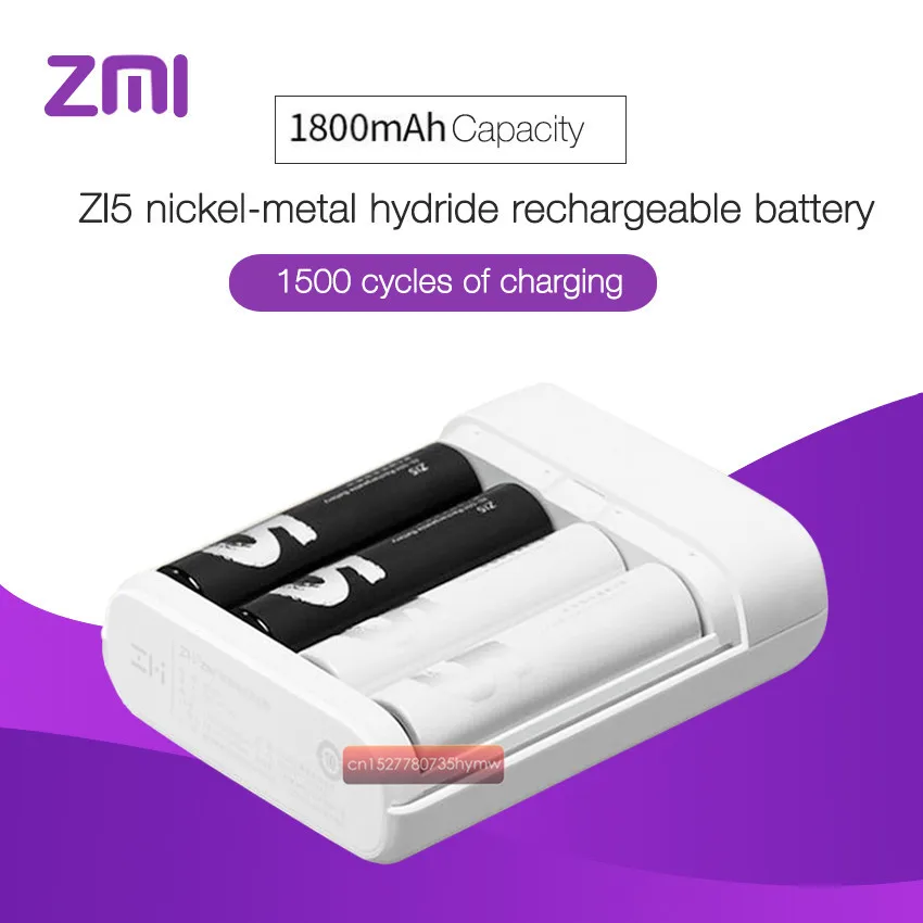 4 шт./лот Xiaomi ZMI ZI5 AA 1800 мАч 1,2 в перезаряжаемый Ni-MH аккумулятор Xiaomi ZIM power Bank Аккумулятор/4 слота смарт-зарядное устройство набор