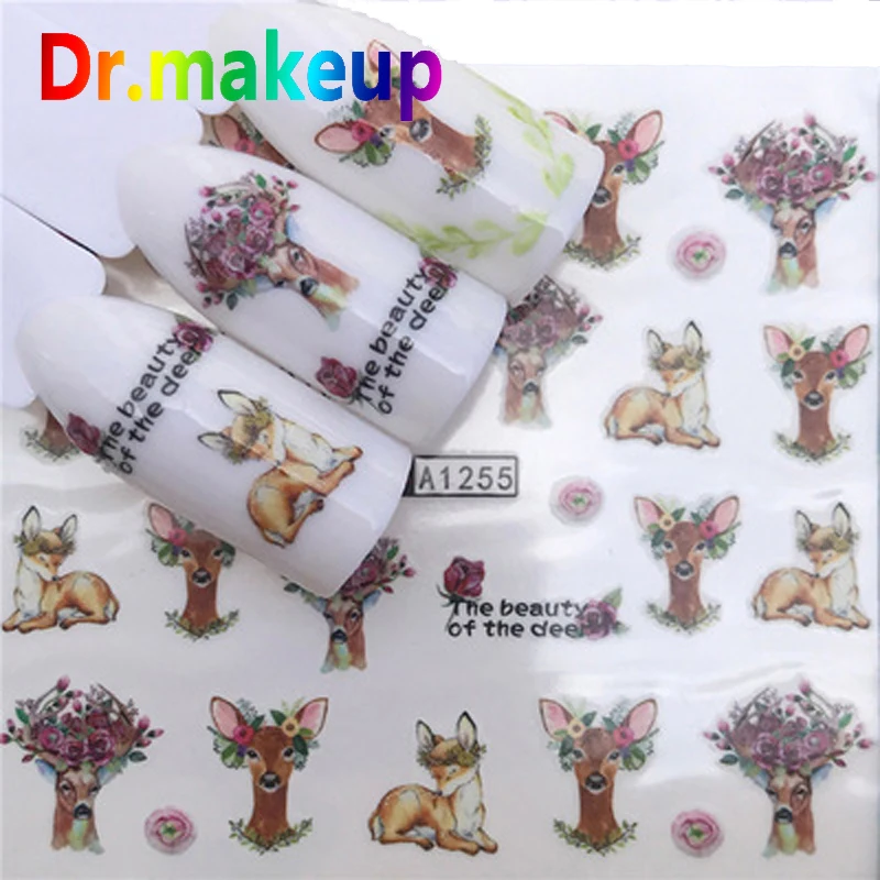 Dr. makeup 1 шт. 3D переводная наклейка прозрачный мультяшный олень заяц Слайдеры для