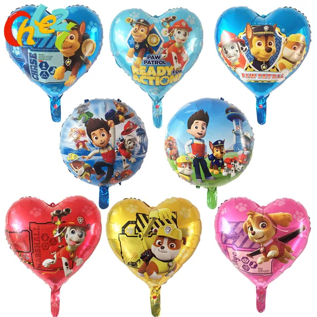 8pcs PAW Patrol foil balloons 18 inch Birthday party decorations baby shower Ryder Chase Marshall Skye Hand ballon Kids toys hot