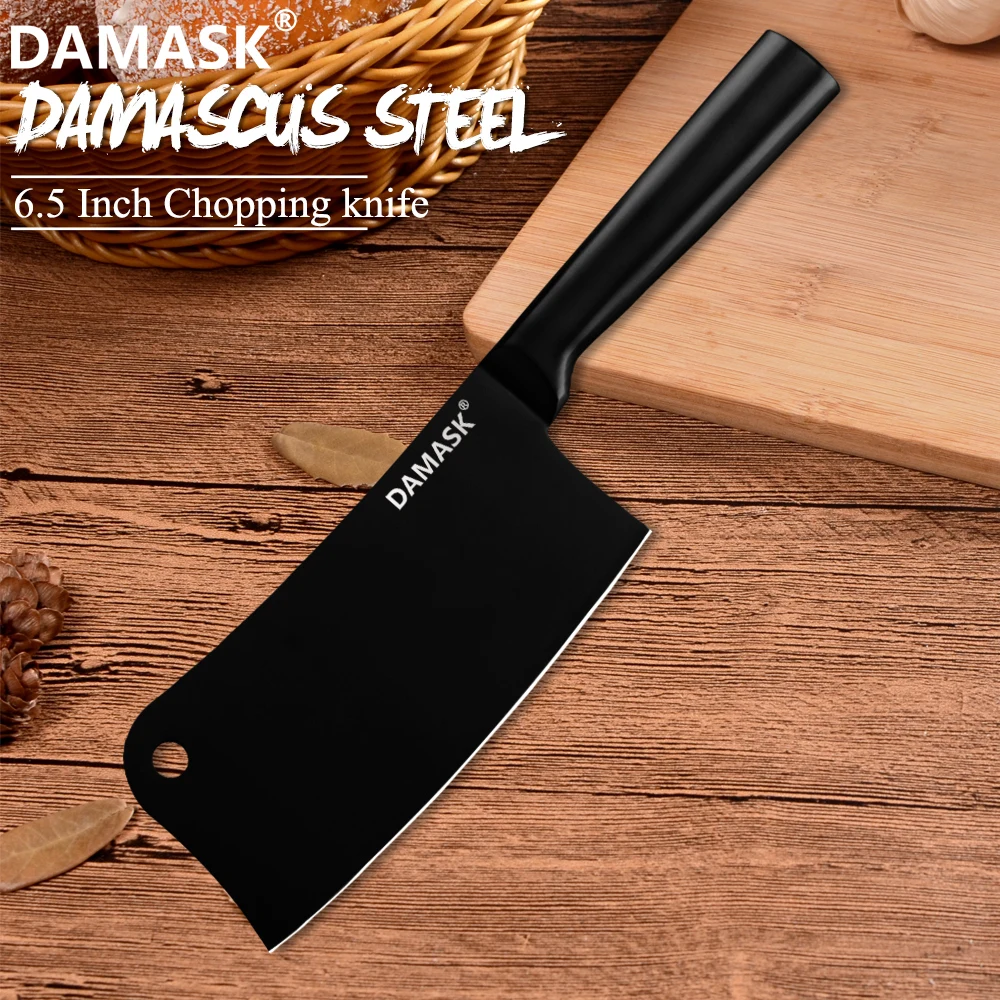 

DAMASK Kitchen Knife Chopper Chef Knives Japanese 4Cr14mov High Carbon Stainless Steel Knife Ultra Sharp Cut Bone Cleaver Cutter