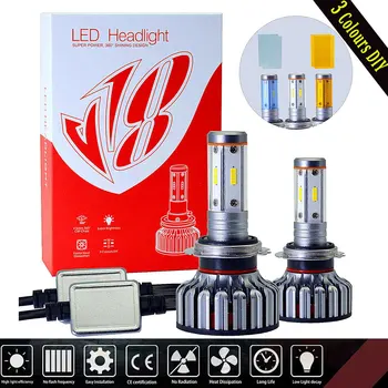 

3 Color LED H4 H7 H11 9012 Headlight Bulbs Conversion Kit 4 Sides LED CSP For Car Fog Lamp High&Low Beam Light Bulbs Replacement