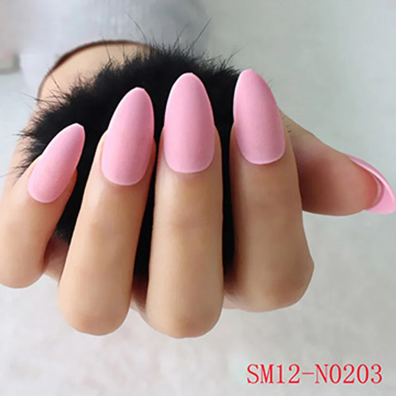 

24pcs Ladies Fake Nails Tips DIY Frosted Matte Drops Shaped False Nails 88