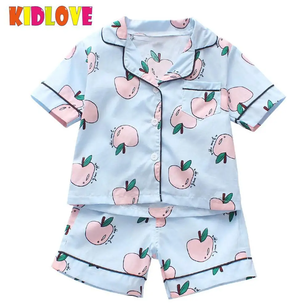 KIDLOVE Kids Unisex Pajamas Sets Soft Cotton Short Sleeve Home Wear