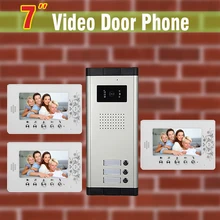 7″ Apartment Video Door Phone Intercom System Apartment Intercom System for 3 unit Apartments Video doorbell Interphone Kit