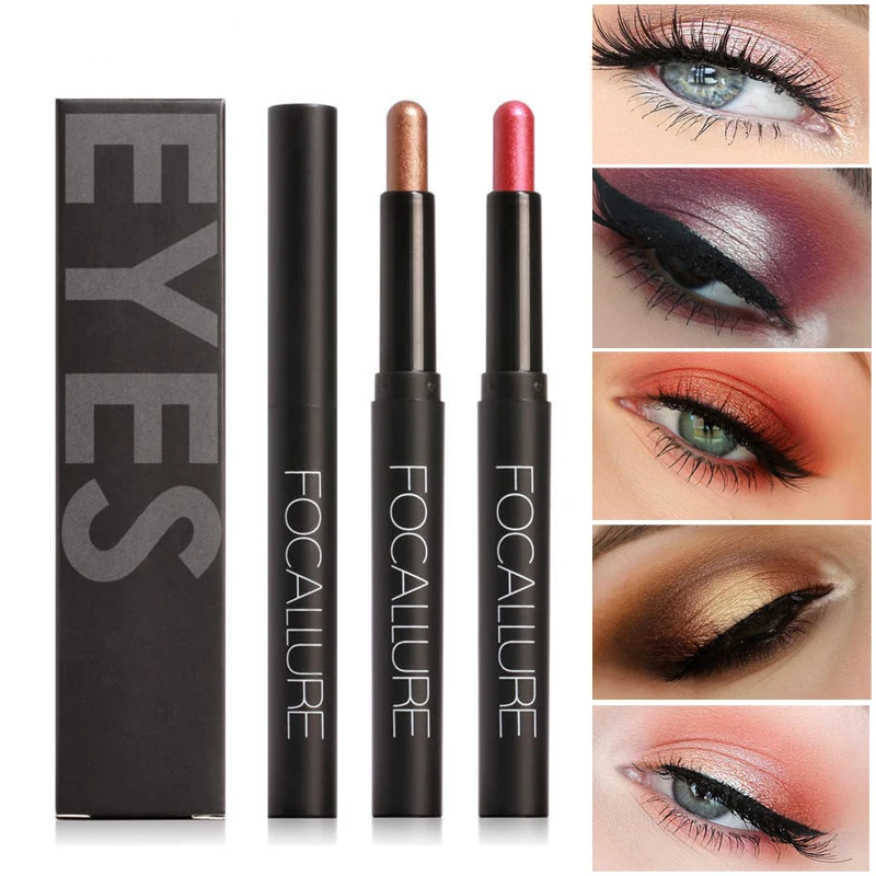 NEW FOCALLURE 12 Colors Beauty Highlighter Eyeshadow Pencil Cosmetic Glitter Metallic Eye Shadow