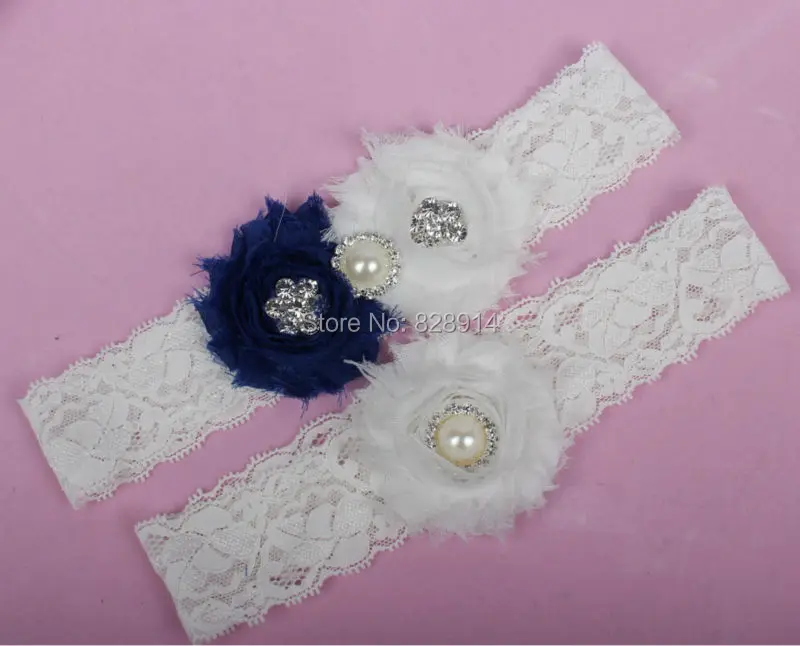 Винтажная кружевная отделка белый и темно синий цвет потертый цветок Свадебные