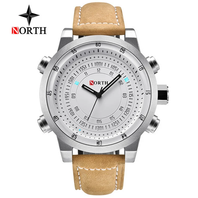 

NORTH Top Brand Luxury Mens Watches Quartz Leather Army Military Men Watch Waterproof Casual Relogio Masculino