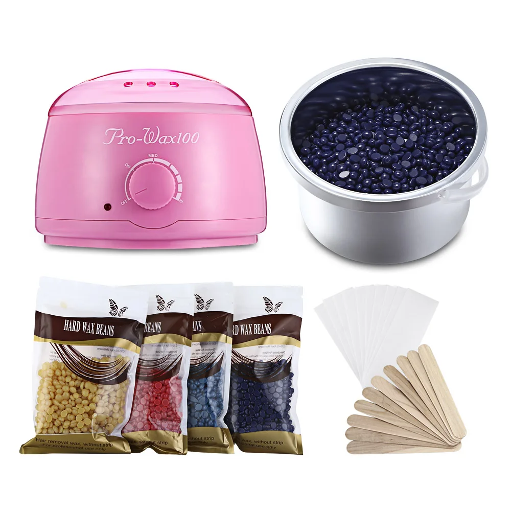

Electric Wax Heater Warmer Depilatory Pro Hair Removal Machine With 4 X Pack Of Wax Beans + 10 X Paper + 10 X Stick Waxing Kit