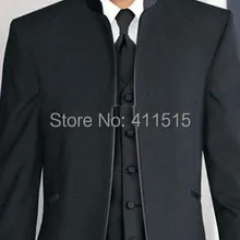 Лучшие продажи черный жених смокинги / подставка воротник костюмы / свадьба дружки мужские свадебные костюмы / жених( куртка+ брюки+ галстук+ жилет