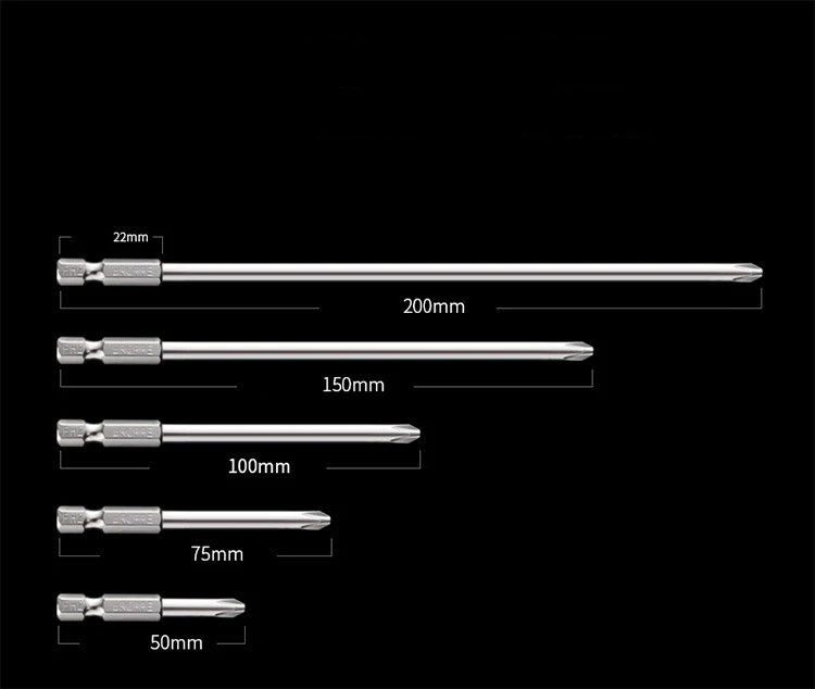 50 до 200 мм Экстра длинная 1/4 электрическая отвертка с магнитным наконечником биты S2 сталь PH00 PH0 PH1 PH2 Phillips отвертка набор для электроинструмента