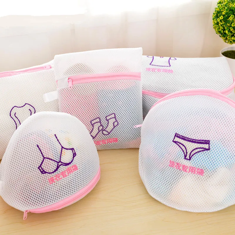 

Laundry Storage Embroidered Wash Clothes Laundry Bag Set Sandwich Material Underwear Bra Sock Sleeve Care Bag