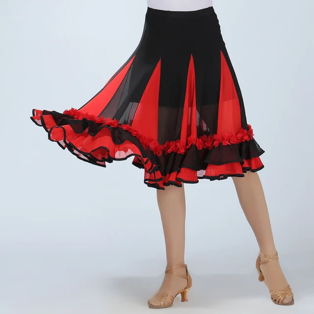 Professional ballroom floral belly dancing dress latin dance skirt