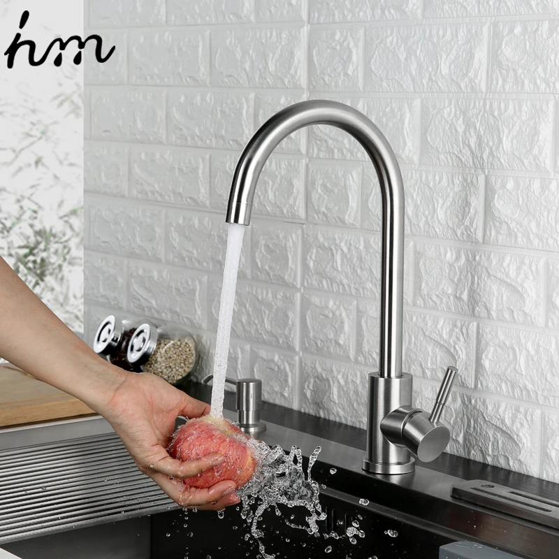  hm 360 Degree Cold and Hot Kitchen Tap Single Hole Water Tap SUS304 Stainless Steel Kitchen Faucets - 32888236969