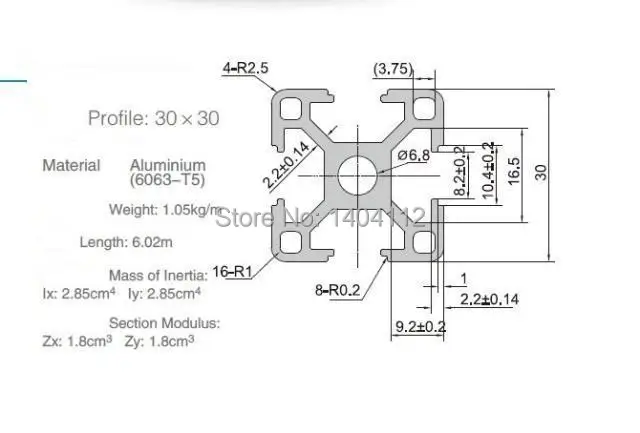 Серебряный Алюминий алюминиевый профиль Profile 3030 30*30 для Haribo Edition prusa I3 MK2 3D принтера