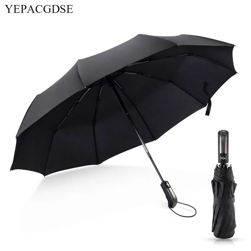 Windproof tri-fold umbrella automatic ladies car luxury windproof men's frame 10k | Дом и сад