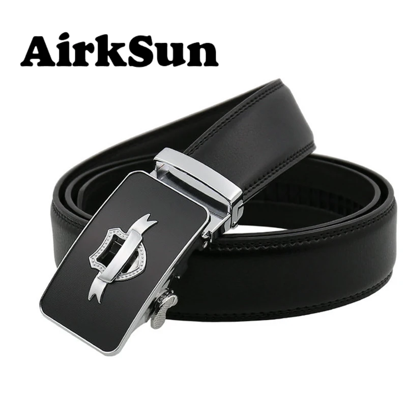 AirkSun 2017 Casual 140cm Big Size Black Mens Metal Hat buckle Belts