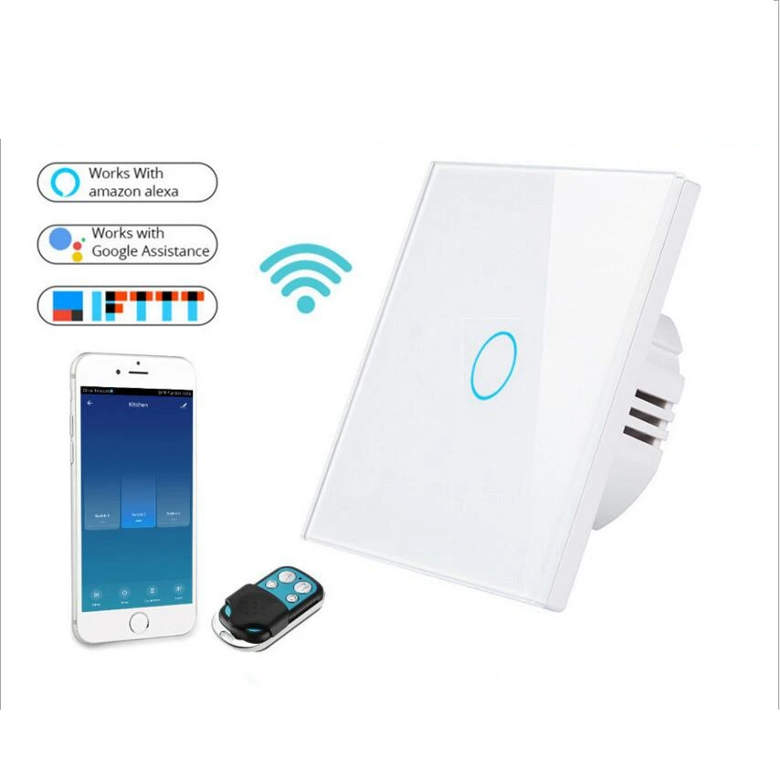 

EU Standard Switch AC90-250V WiFi Touch Wall Light Switch Panel 1/2/3Gang Remote function Wall Switch Neutral Wire Installation