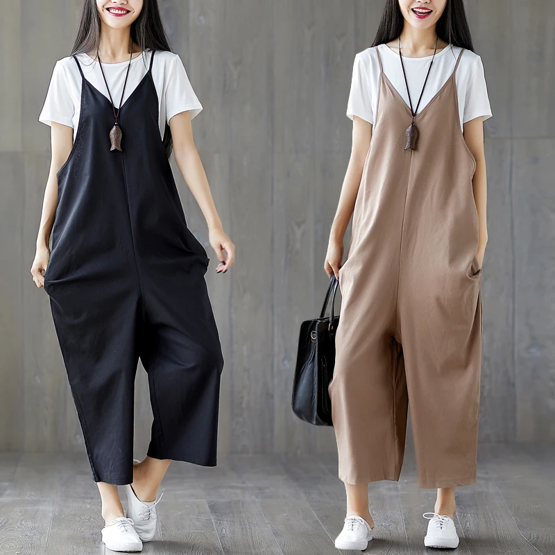 linen pinafore jumpsuit