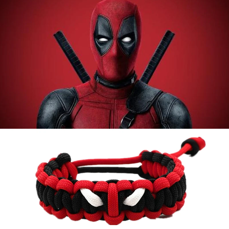 

Marvel Film Deadpool Peripheral Bracelet Super Hero Umbrella Rope Artificial Braided Bracelet Luminous Bracelet Accessories Gift