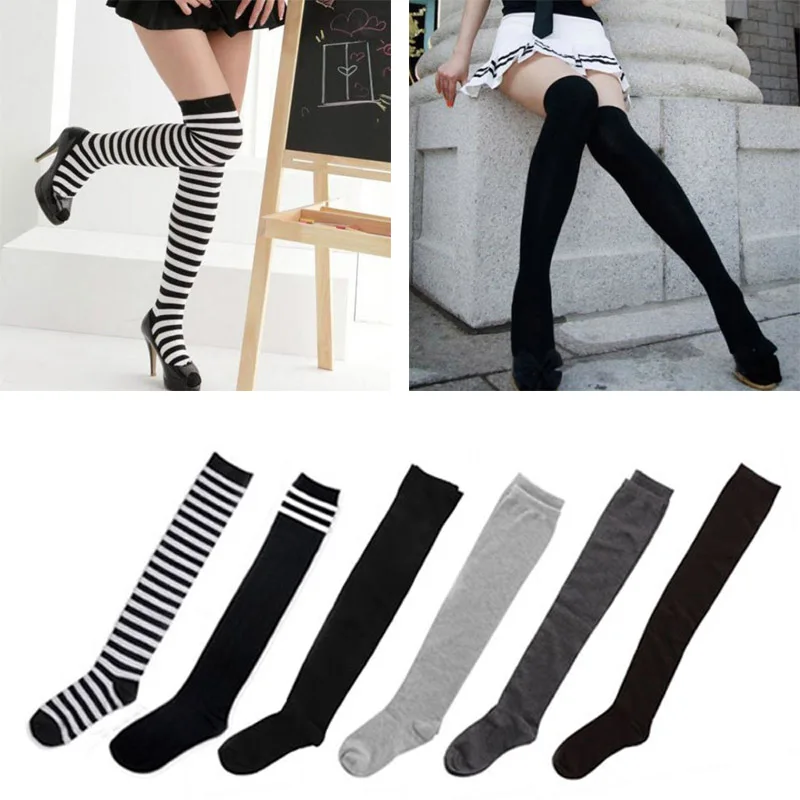 Women's Cotton Sexy Thigh High Over The Knee Socks Long Stockings For Ladies JL