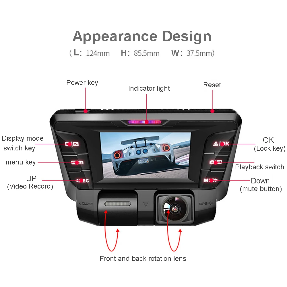 4K видеорегистратор скрытого типа, Wi-Fi, Автомобильный видеорегистратор с двумя объективами, двойной полный 1080P для переднего и заднего видеорегистратора автомобиля