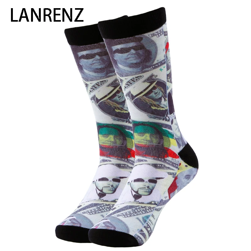 2020 street hip hop dollar print Men and women fashion Funny socks 3d