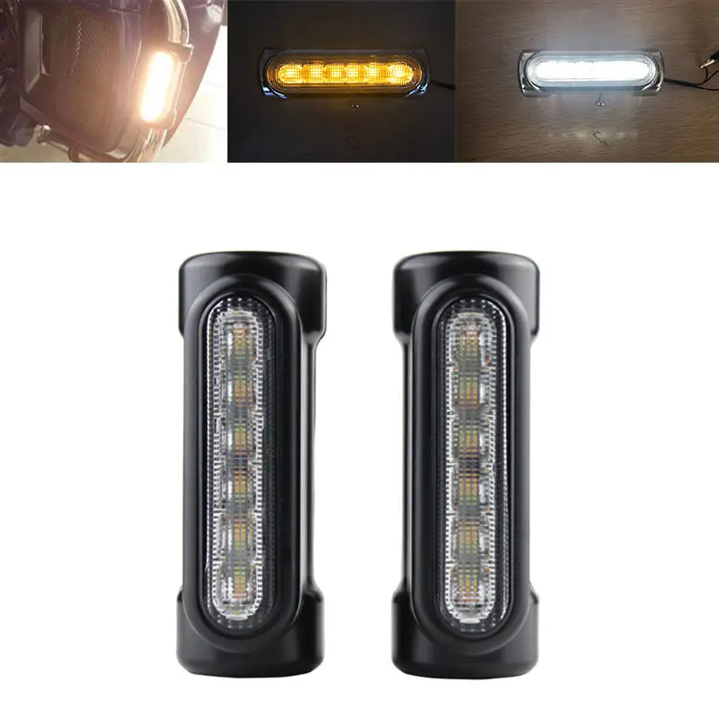 Handlebar Or Engine Guard Lights 1.25x3.75BTW Black Textured / White