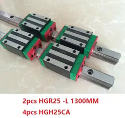 2 шт. 100% Оригинал Hiwin линейные направляющие линейный рельс HGR25-L 1300 мм + 4 шт. HGH25CA линейный узкая блок для ЧПУ