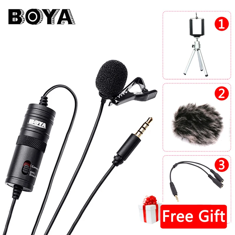 

BOYA BY-M1 Lavalier Lapel Microphone 3.5mm Audio Video Photography Recording for iPhone Android Mac Vlog Mic for DSLR Camera