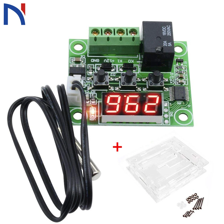 

DC 12V W1209 Digital Cool Heat Temp Thermostat Thermometer Temperature Controller On Off Switch -50-110C+W1209 Case Acrylic Box