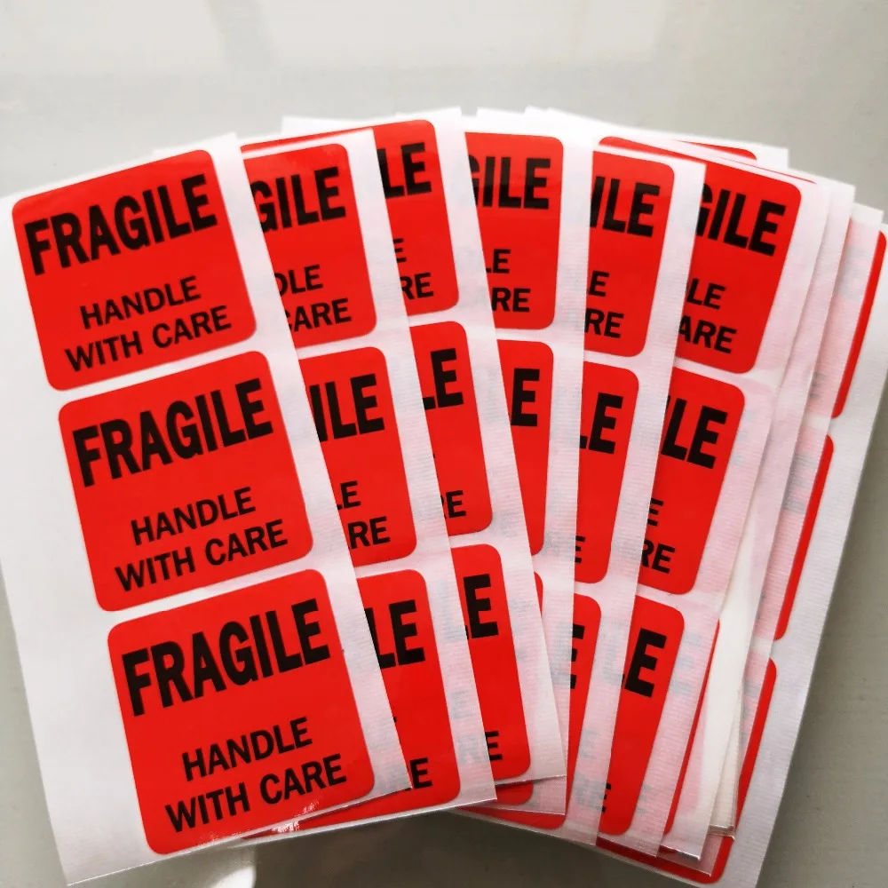 

300pcs/lot 51x51mm FRAGILE HANDLE WITH CARE, black printing on red background, Item No. SS12