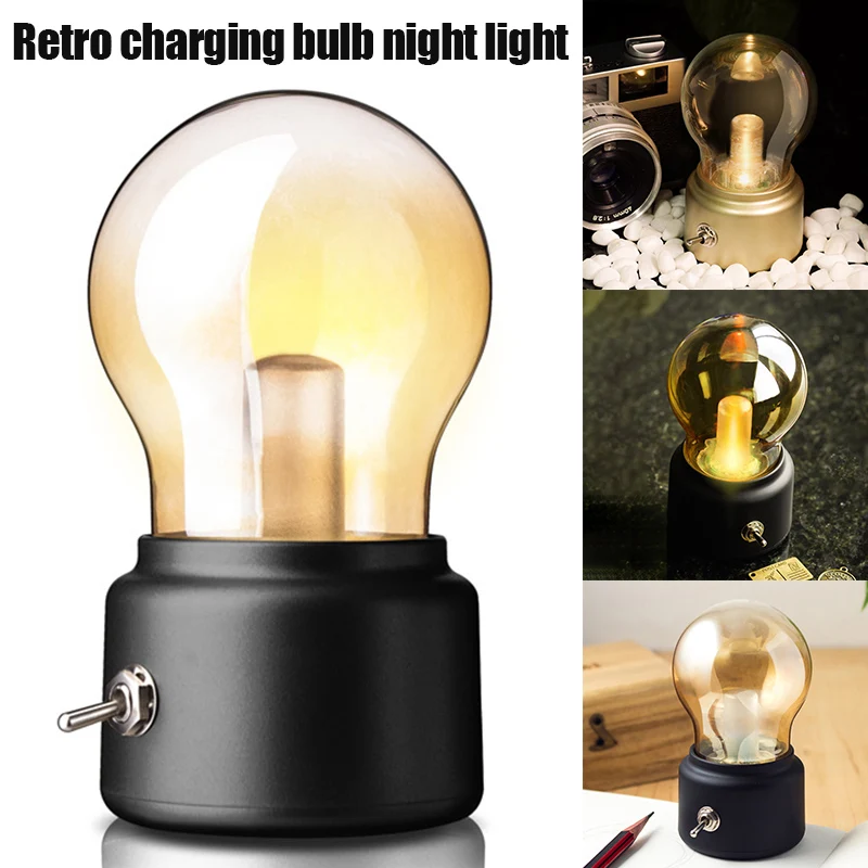 

Hot Retro Charging Bulb Night Light Creatived Nostalgic USB Bedside Atmospheres Table Lamp PLD