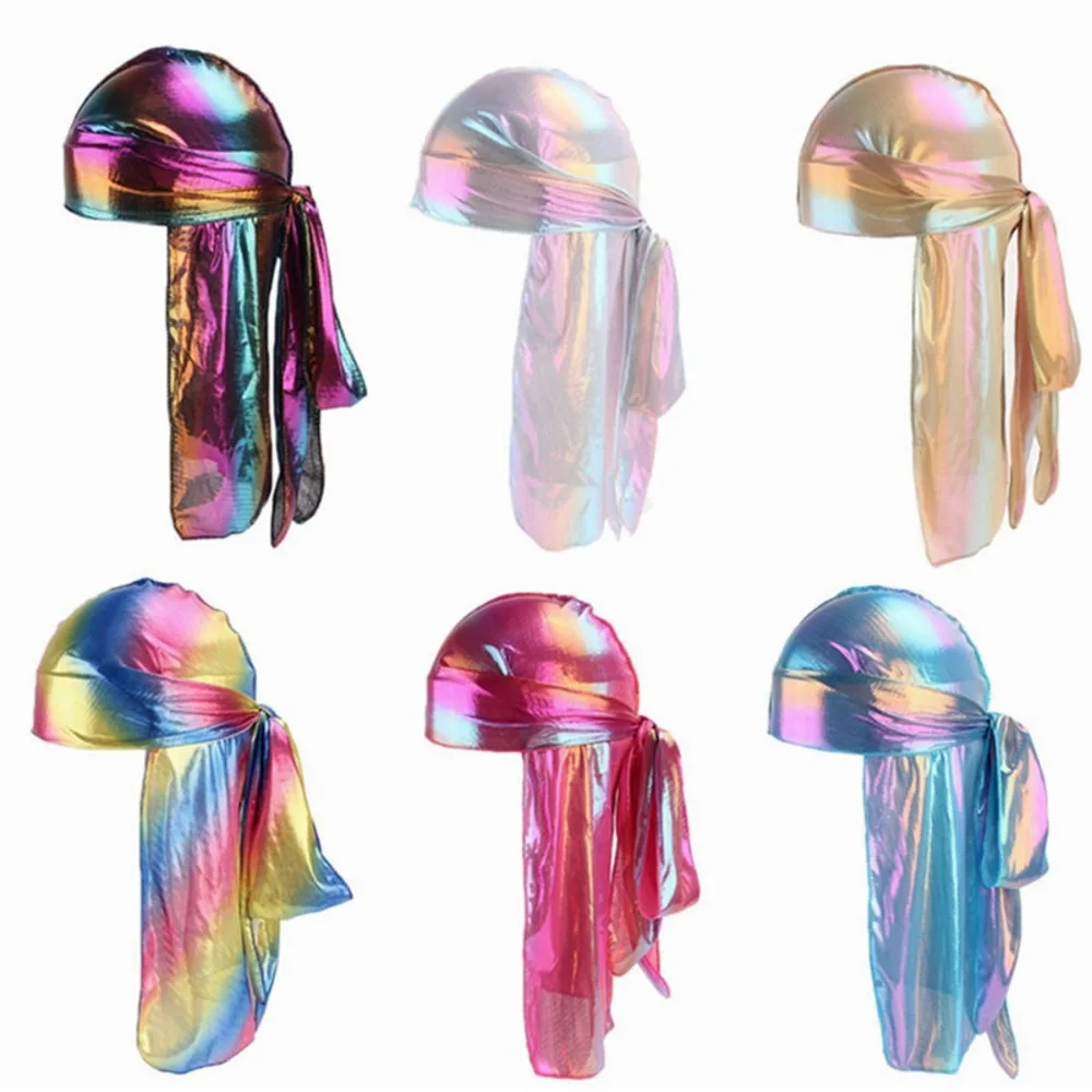 

Men Women Muslim Scarf Hat multicolor Velvet Women Hijabs Turban Hat Long Tail Pirate HatSilk Polyester Bandana Hat 3.8