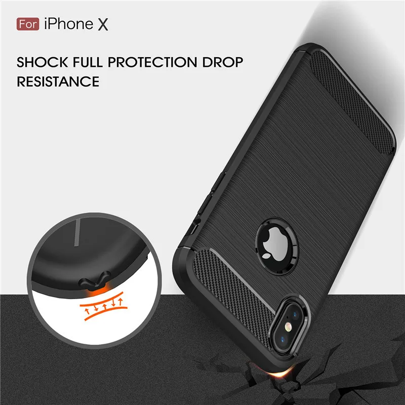 

Case For Iphone X XS Max 7 8 Plus Silicon Carbon Fiber TPU Heavy Shockproof Soft Silicone Case For Iphone 6 6s XR 5 5s SE Cover