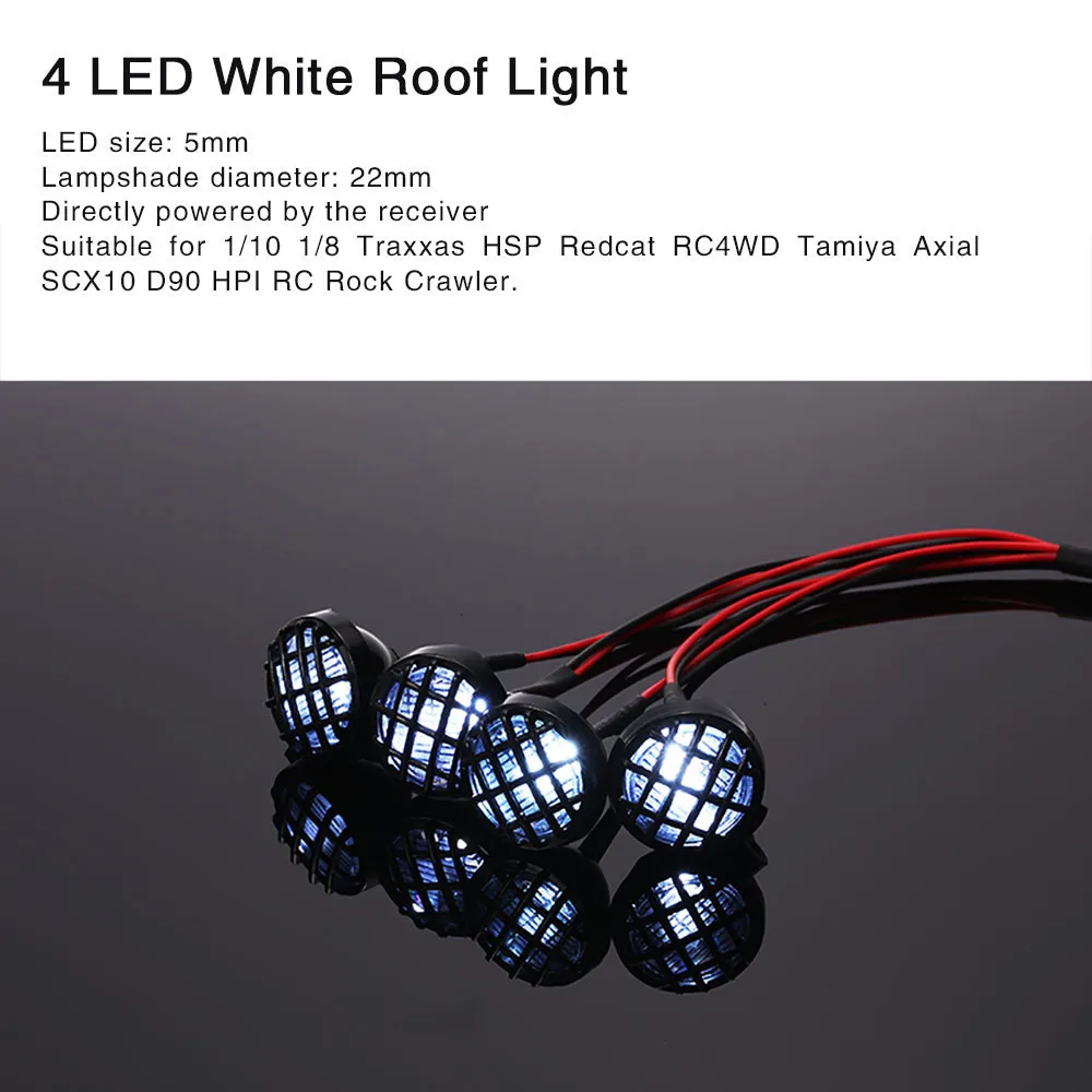 

4 LED White Light with Lampshade for 1/10 1/8 Traxxas HSP RC Crawler Accessory F416