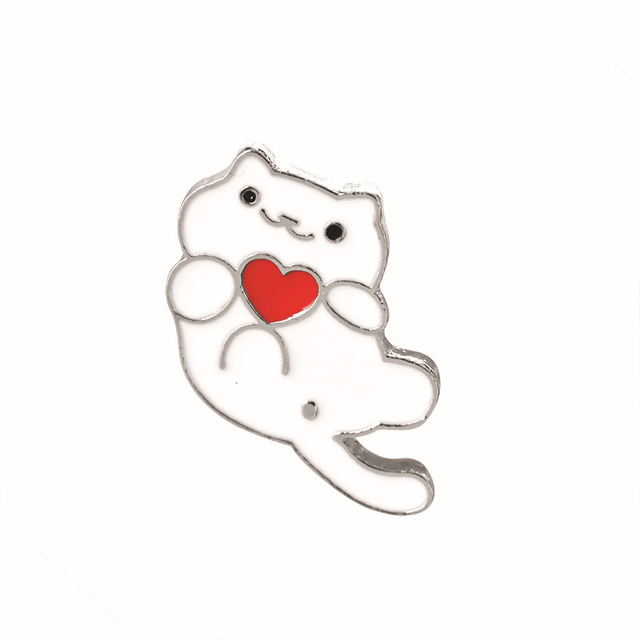 Quality Cute Cat Collection Bird Panda Punguin I Love Cat Brooches For Ladies Women Men Jewelry Pin Metal Enamel Lapel Pins