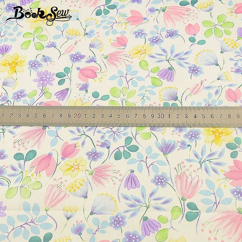Booksew хлопковая ткань с цветочным узором Tecido швейный материал DIY Белый стежка Telas