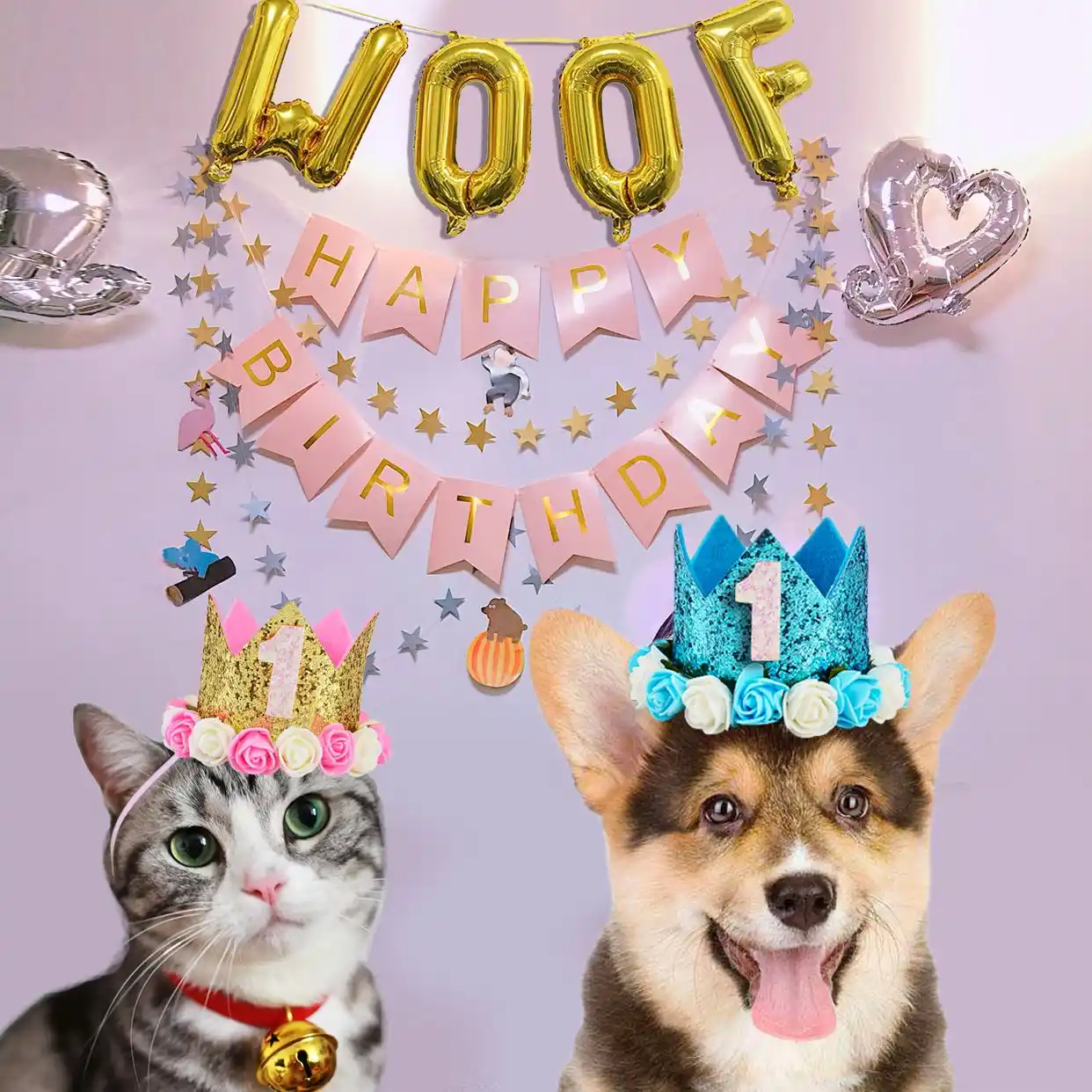Dog Party Hat Cat Birthday Hat Dog Birthday Hat Party Banner