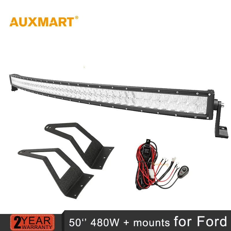 

Auxmart CREE 5D chips curved 50" 480w combo LED light bar + mounting bracket for Ford F-250 F-350 F-450 1999 Exsursion 2000-2005