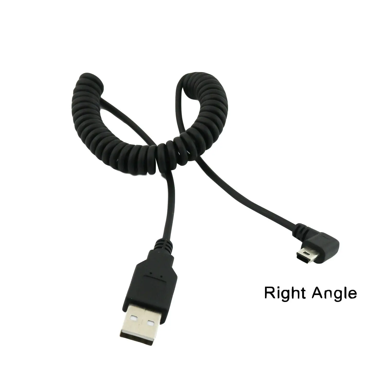 

10pcs USB 2.0 A Male to Mini USB 5 Pin Right Angled 90 Degree Spiral Coiled Cable 5ft