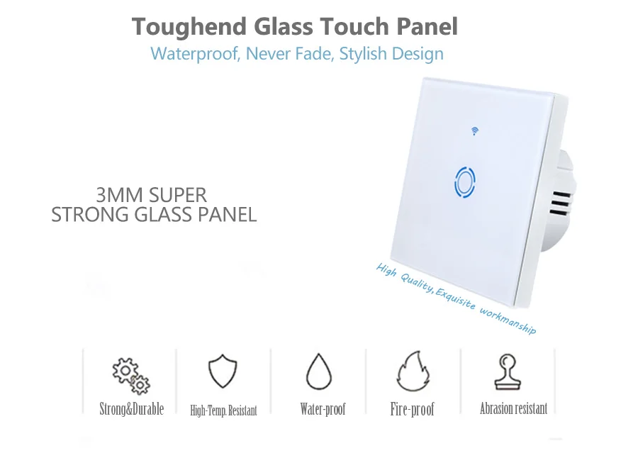 EJLINK Smart Wifi Switch 90-250V EU Standard Glass Touch Panel Wifi 2.4G App Remote Control Timer Schedule Function Wall Switch (7)
