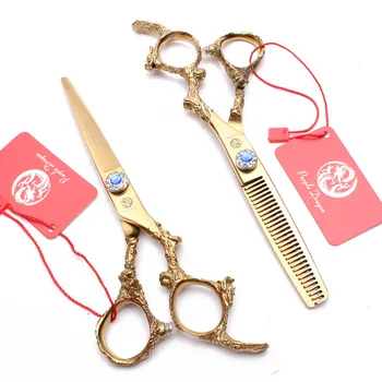 

5.5In. 16cm JP 440C Purple Dragon Gold Hairdresser's Set Thinning Scissors Salon Cutting Shears Profeaaional Hair Scissors Z9005