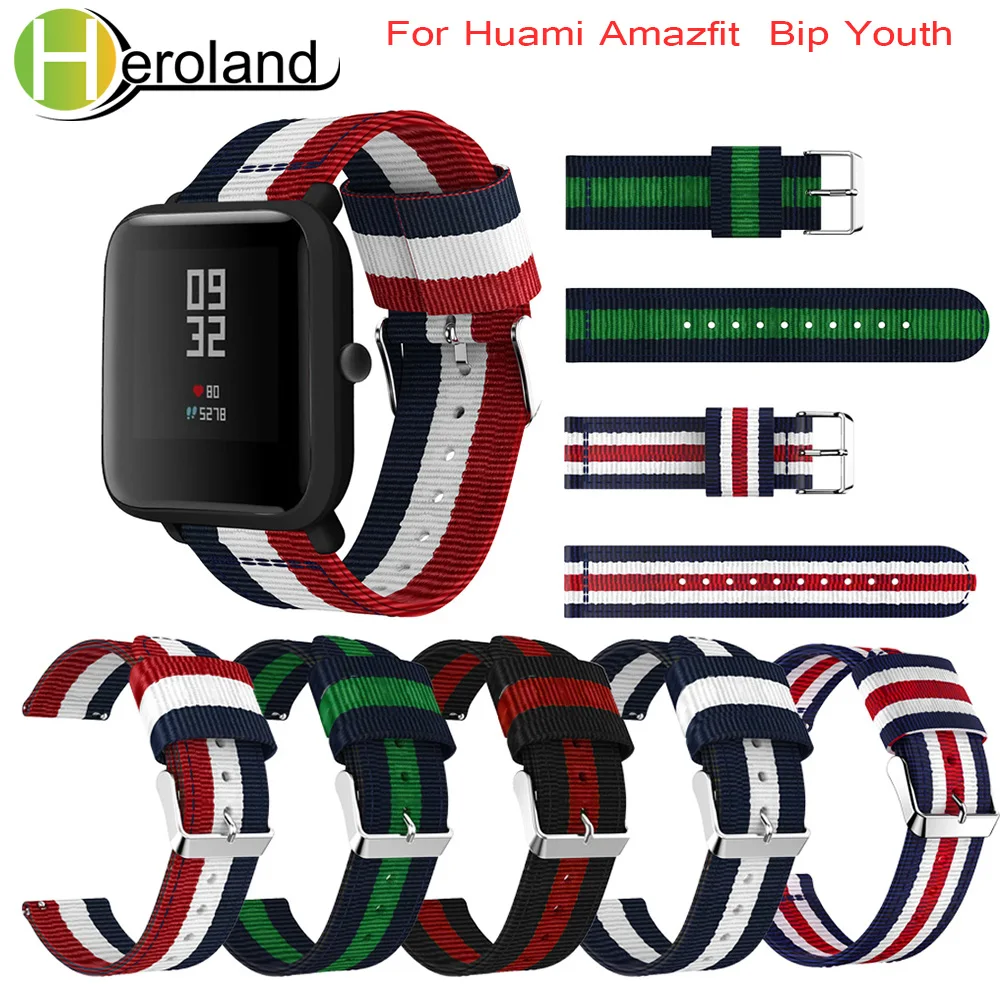 20 мм ремешок для часов Huami Amazfit Bip Youth Lite браслет спортивные хорошие аксессуары браслет Нейлон Замена