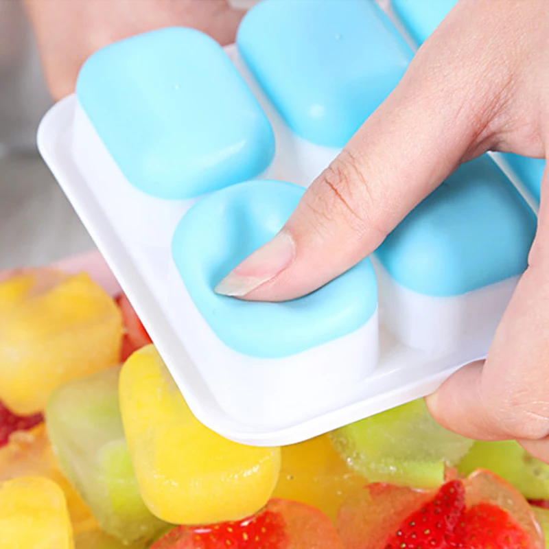 WHISM Eco-friendly Silicone Ice Tray Summer DIY Ice Box with Cover Silicone Ice Molds 14 Grid Ice Box