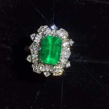 

Fine Jewelry Real 18K Gold 100% Natural Vivid Green Emerald Gemstone 2.13ct 18k Gold Diamonds Stone Female Ring for Women Rings