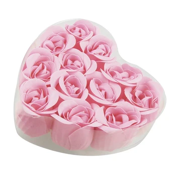 

Promotion! 12 Pcs Bathing Pink Rose Bud Flower Petal Soap + Heart Shape Box