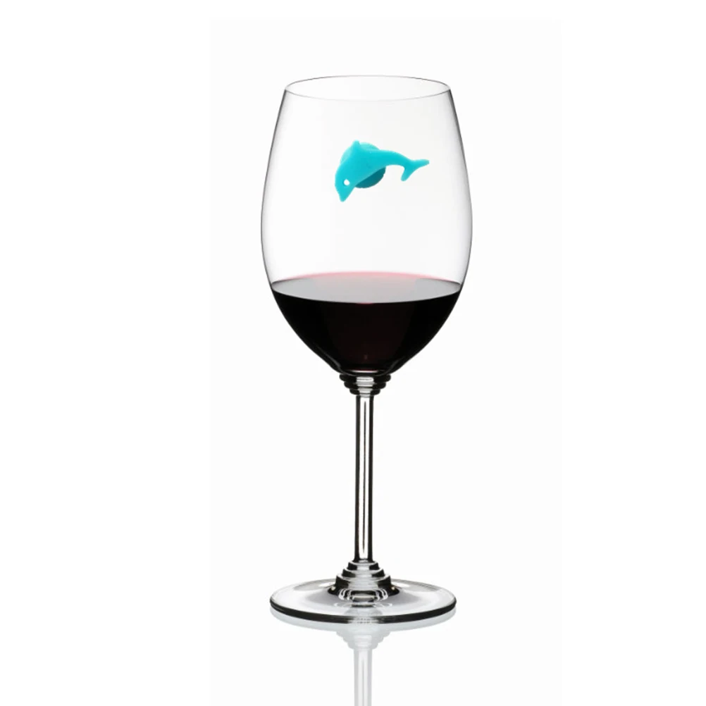 12pcs Silicone Marine Animals Wine Glass Marker Creative Drinking Cup Identifier Party Cup Sign(Mixed Colors