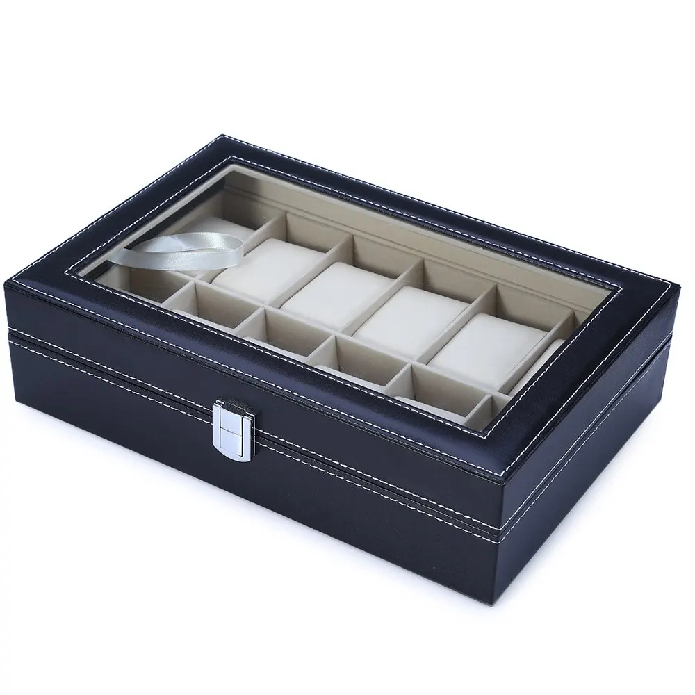 New Fashion 12 Gids Leather Watch Box Jewelry Dispay Box Watches Case Jewelry Storage Organized cajas para relojes