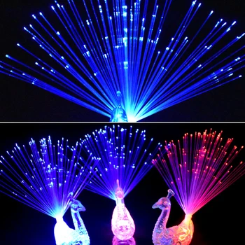 

1pc Peacock Finger Light Colorful LED Light-up Rings Party Gadgets Kids Intelligent Toy for Party Gift Color Random