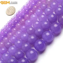 Драгоценный камень-внутри 4-18 мм круглые каменные бусины Фиолетовый Нефритовый Бисер для бусины для изготовления бижутерии браслеты для женщин 1" DIY бусины ювелирные изделия